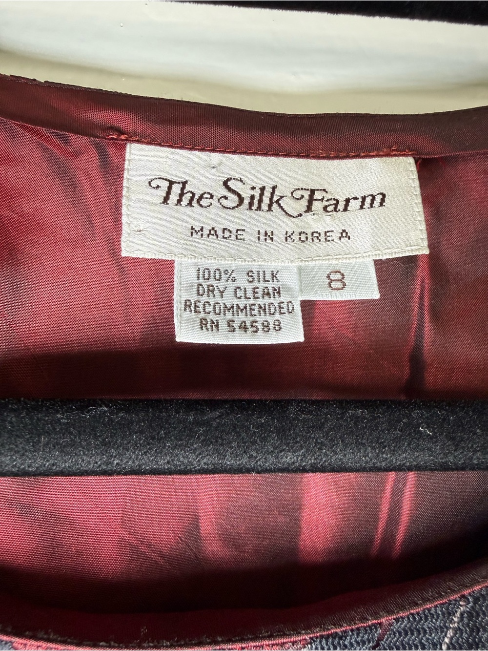 Vintage The Silk Farm Burgundy Floral Lace Overlay Scoop Neck Blouse 100% Silk 8 - Picture 3 of 10